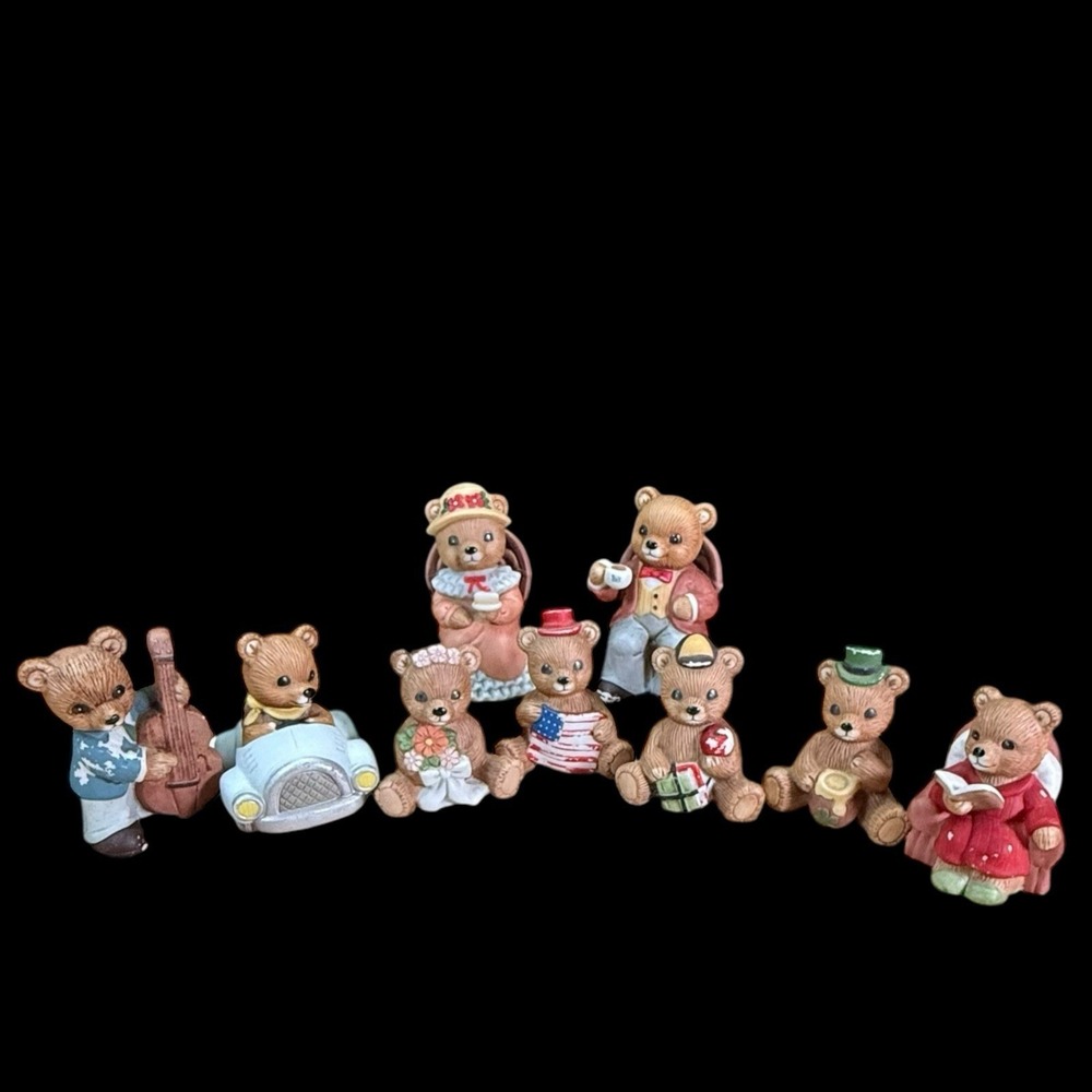 Homco Teddy Bear Figurines All Have Flaws Read Lot of 9